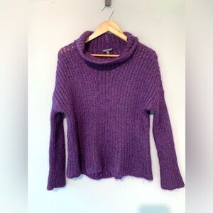 Eileen Fisher purple wool blend cowl neck turtleneck sweater chunky sweater, XS